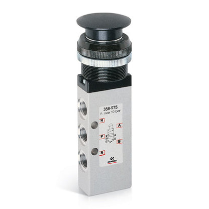 Válvula con interruptor de palma o pulsador 5/2 vías 358-976