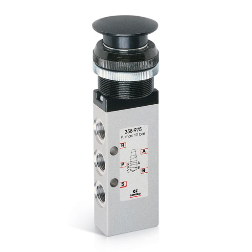 Válvula con interruptor de palma o pulsador 5/2 vías 358-976